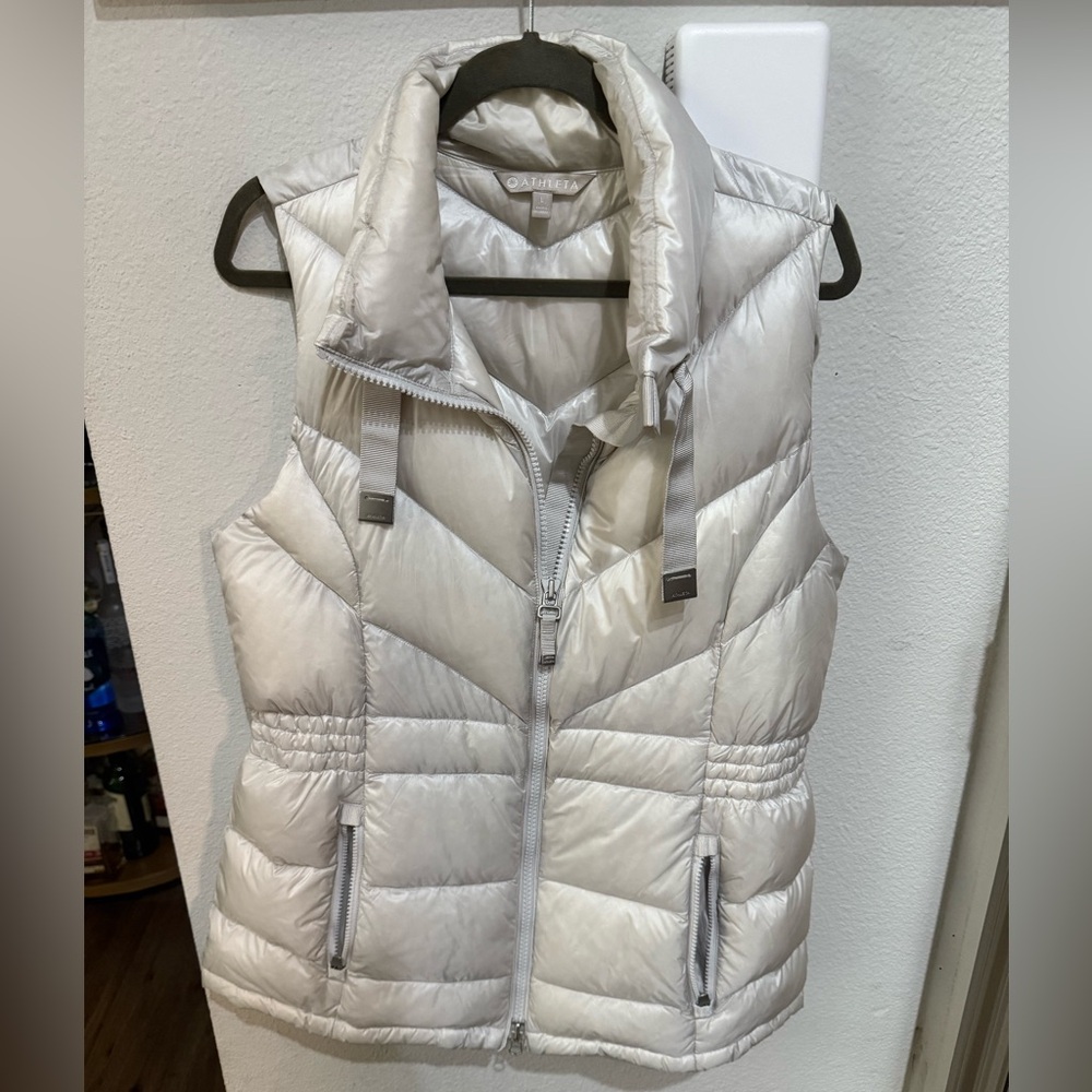 Athleta Shiny Silver Quilted Vest